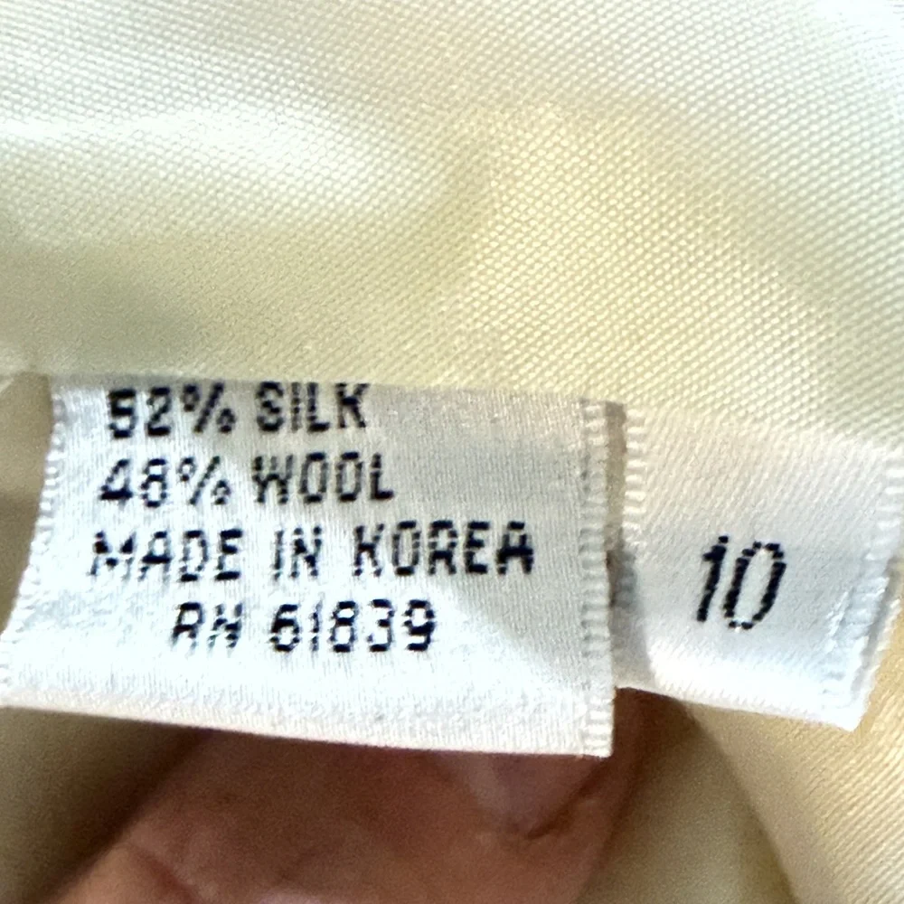 Vintage Teri Jon Nites Silk Wool Pencil Skirt | Rickie Freeman | Ivory Midi - Picture 9 of 10